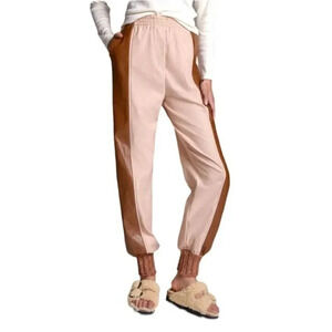 NWT Anthropologie Beatrice B Faux Leather-Trimmed Joggers Colorblock Size 12